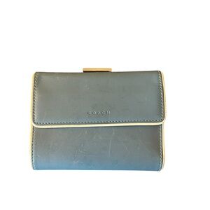 Coach Blue Leather Wallet Compact Design